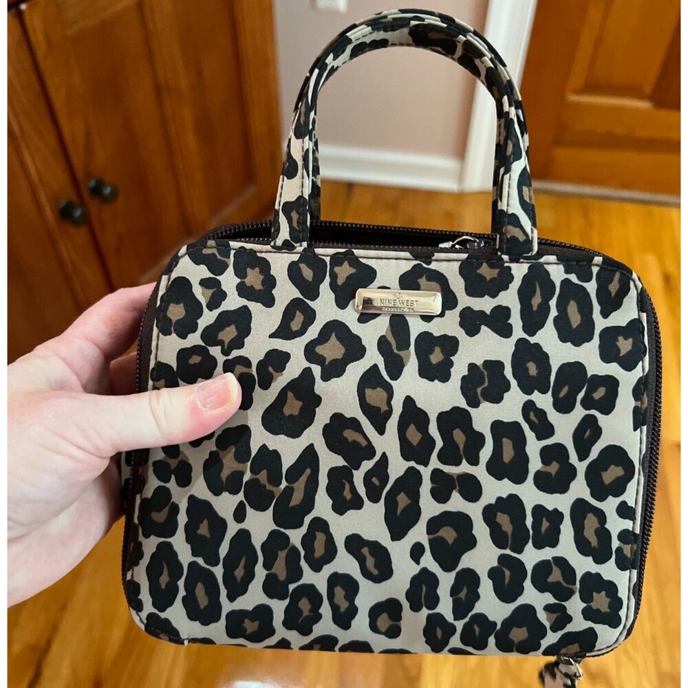 Y2K Leopard Print 90s NINE WEST UK Vintage Mini Handbag Shoulder Strap Mob Wife